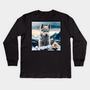 Wolfdog Puppy Kids Long Sleeve T-Shirt